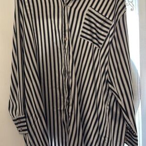 Striped Black and White Button-Up Shirt